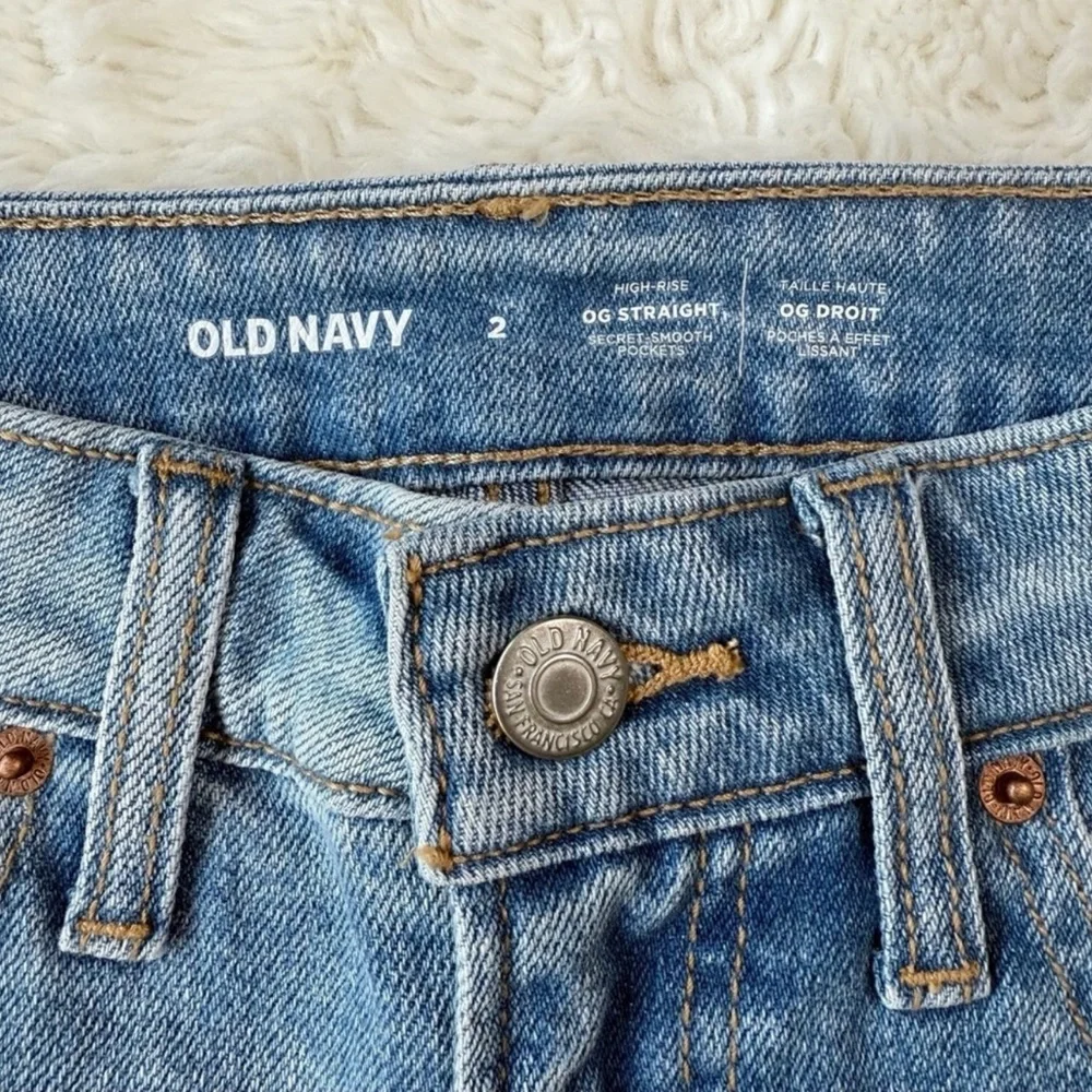 NWT Old Navy Women Blue Hight Waist OG Straight Denim Shorts US2 Preppy Classic - Picture 4 of 9